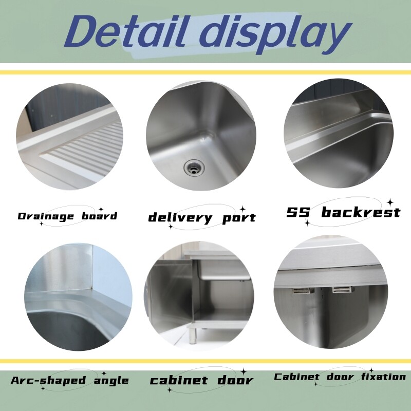 带水龙头的商用不锈钢厨房水槽 单水槽 CBSK-618