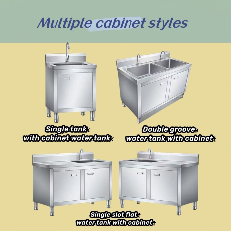 带水龙头的商用不锈钢厨房水槽 单水槽 CBSK-DS-712