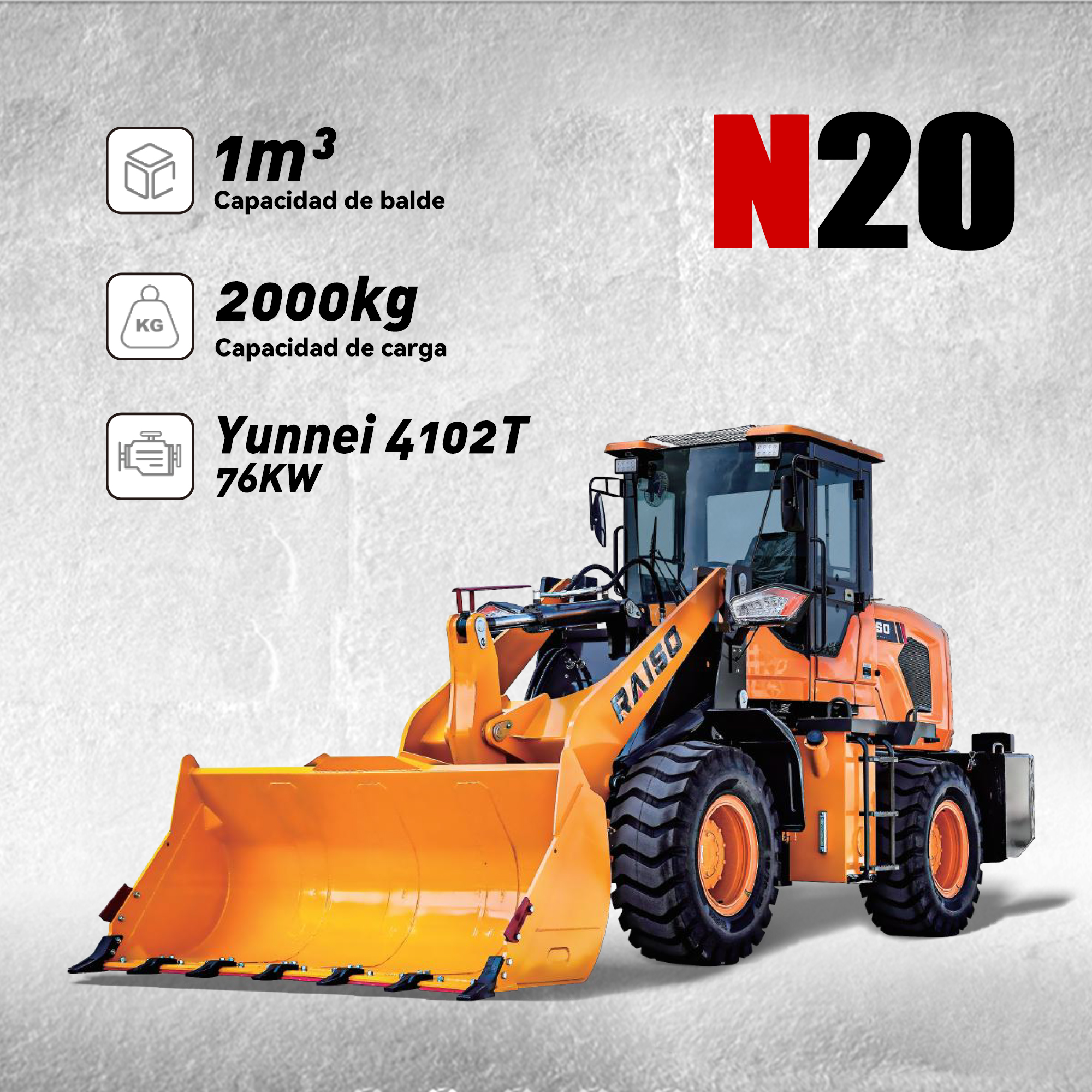 Sobre a carregadora de rodas Raiso N20
