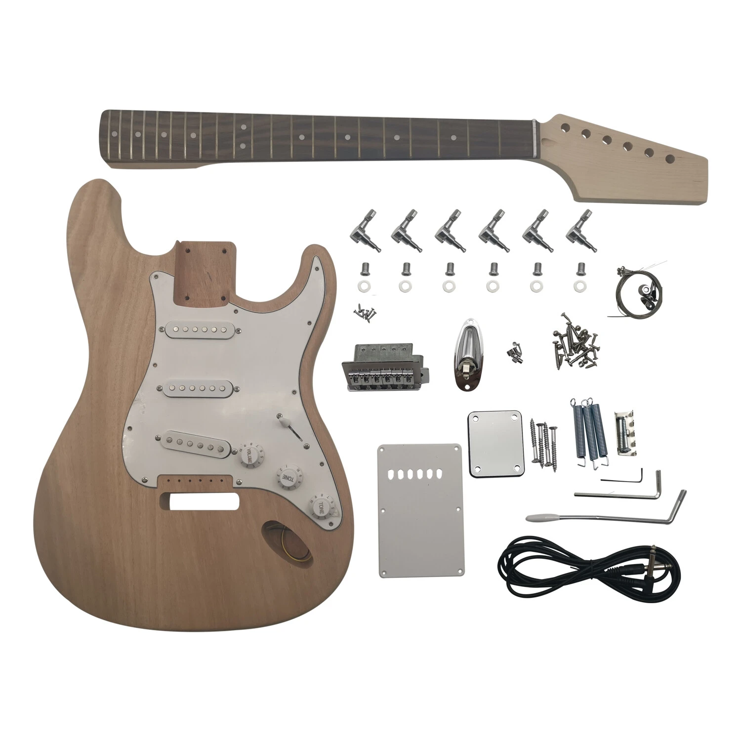 Kit DIY de guitarra eléctrica con cuerpo de caoba sin barnizar