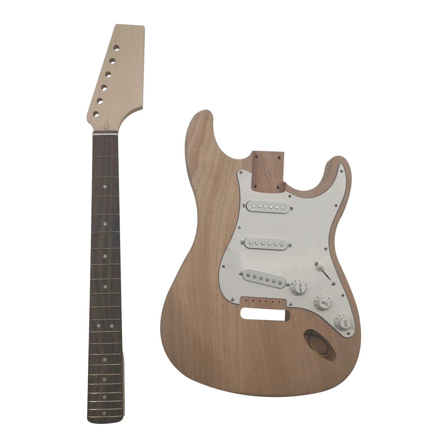 Kit DIY de guitarra eléctrica con cuerpo de caoba sin barnizar