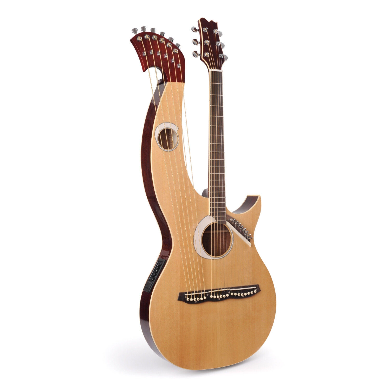 Guitarra de Arpa Acústica de Doble Mástil con Tapa de Abeto