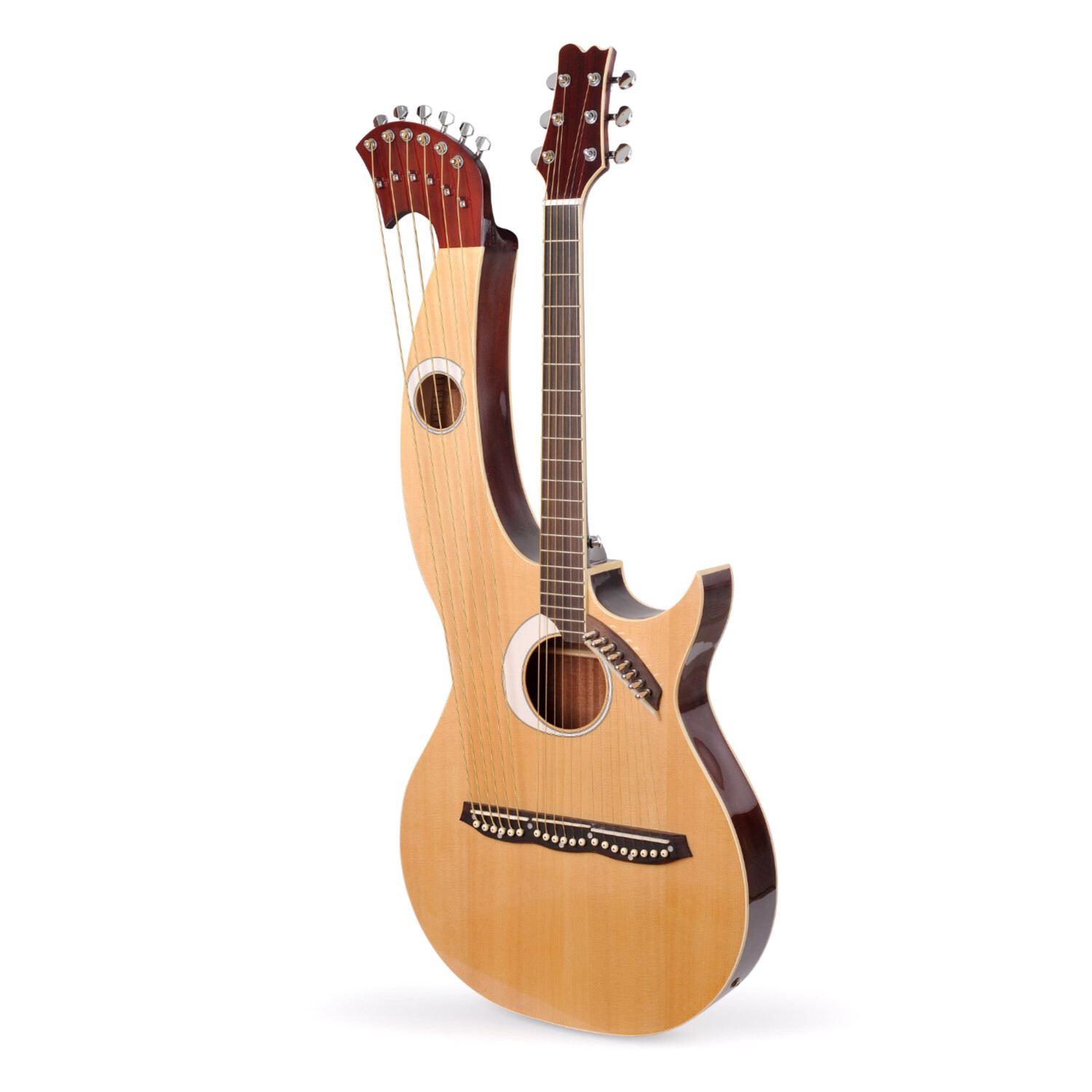 Guitarra de Arpa Acústica de Doble Mástil con Tapa de Abeto