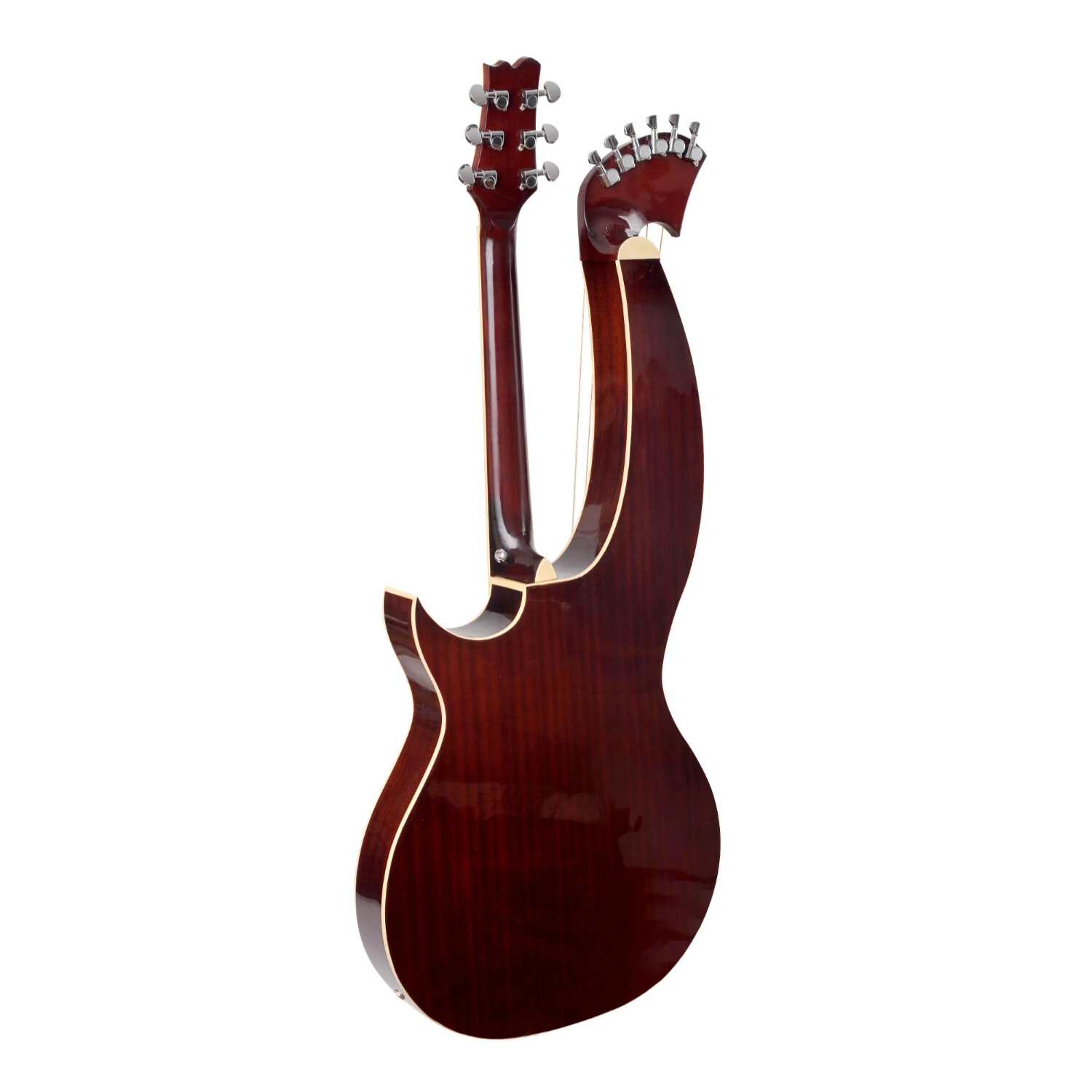 Guitarra de Arpa Acústica de Doble Mástil con Tapa de Abeto