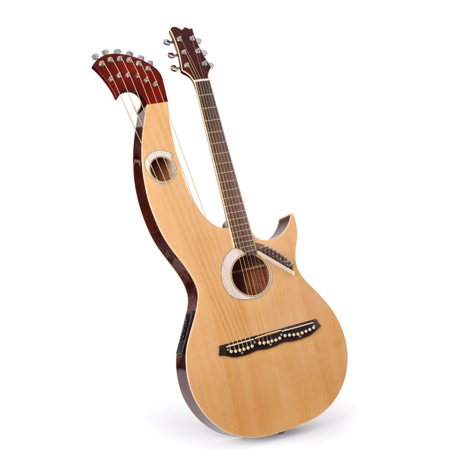 Guitarra de Arpa Acústica de Doble Mástil con Tapa de Abeto