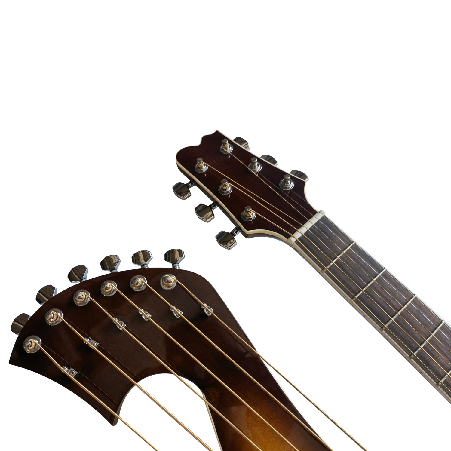 Guitarra Arpa Eléctrica Acústica Sunburst Doble Mástil
