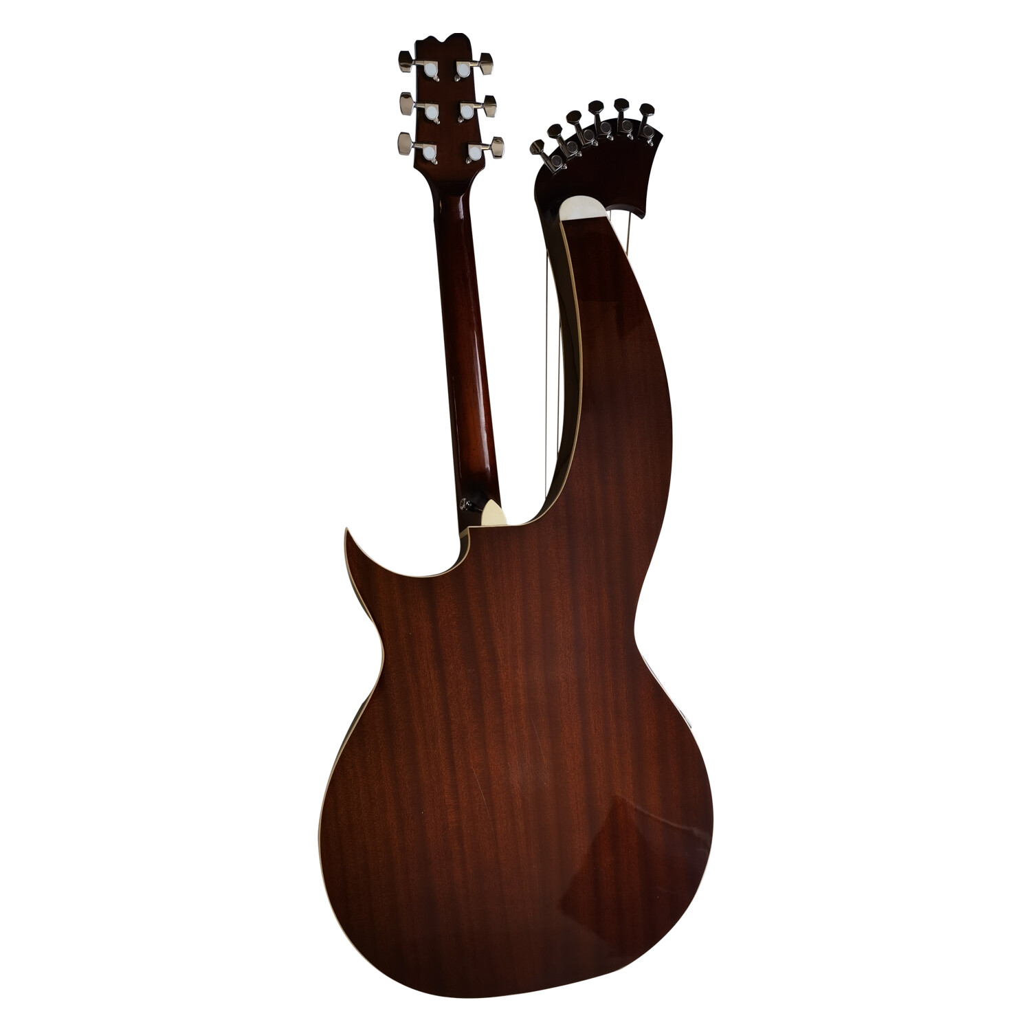 Guitarra Arpa Eléctrica Acústica Sunburst Doble Mástil