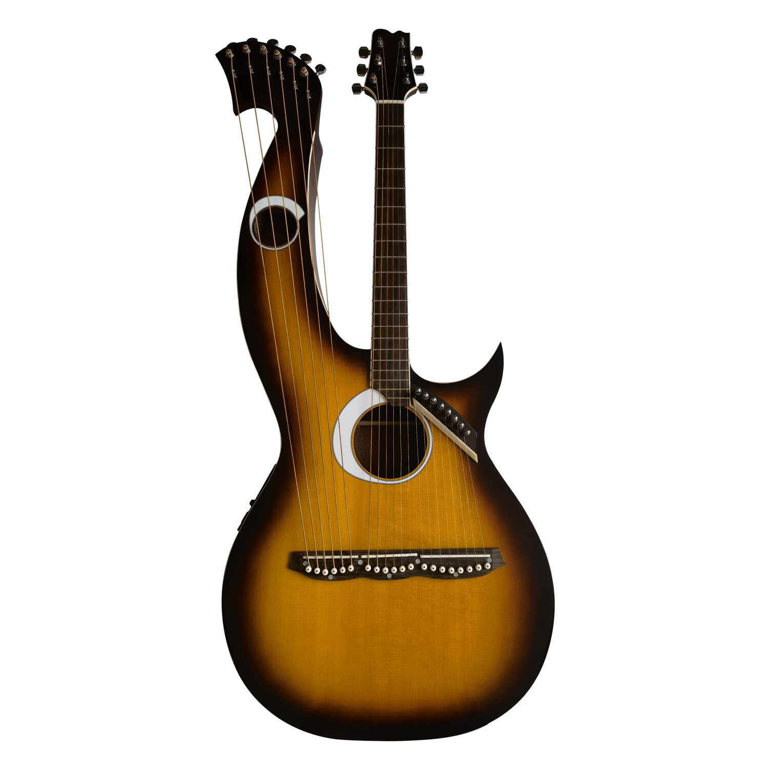 Guitarra Arpa Eléctrica Acústica Sunburst Doble Mástil