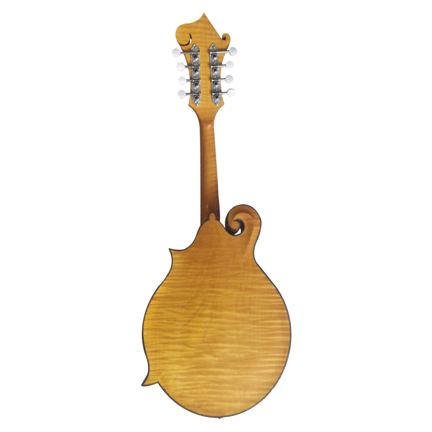 Mandolina F de una pieza de arce flameado todo macizo honey back