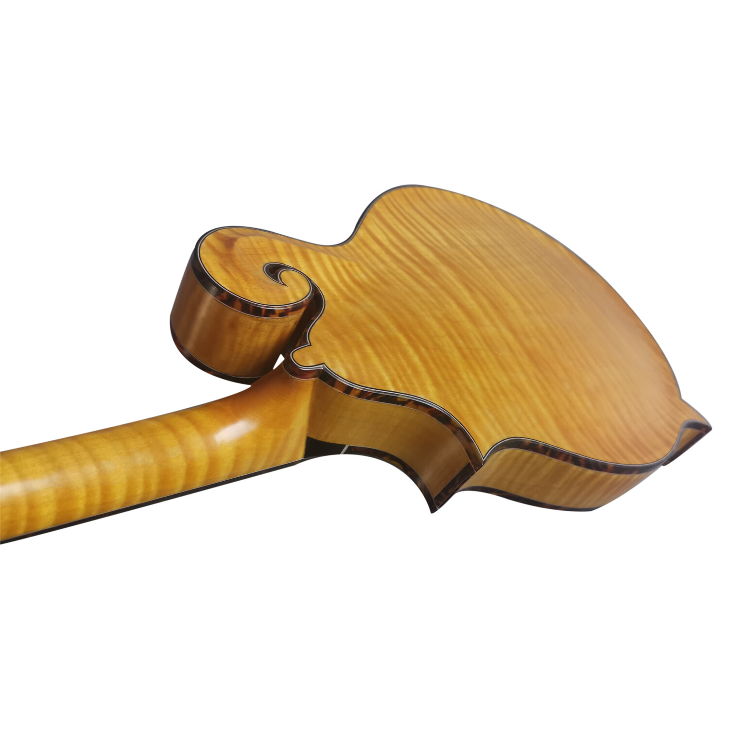 Mandolina F de una pieza de arce flameado todo macizo honey back