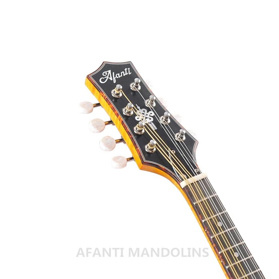Mandolina de arce sólido color miel estilo AA con acabado flameado