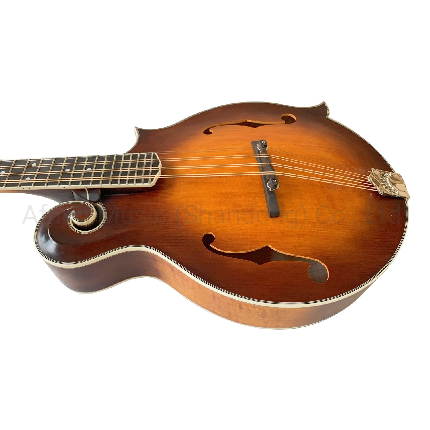 Mandolina de octava lateral de madera maciza de abeto flameada Sunburst