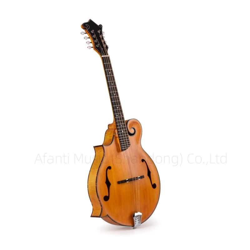 Afanti AA Mandolina para zurdos con tapa de abeto macizo y fondo de arce flameado estilo F