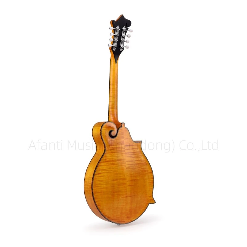 Afanti AA Mandolina para zurdos con tapa de abeto macizo y fondo de arce flameado estilo F