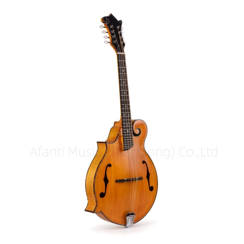 Afanti AA Mandolina para zurdos con tapa de abeto macizo y fondo de arce flameado estilo F