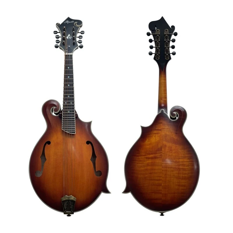 Mandolina sólida de arce flameado grado AA con acabado sunburst F, fabricada a mano por Afanti