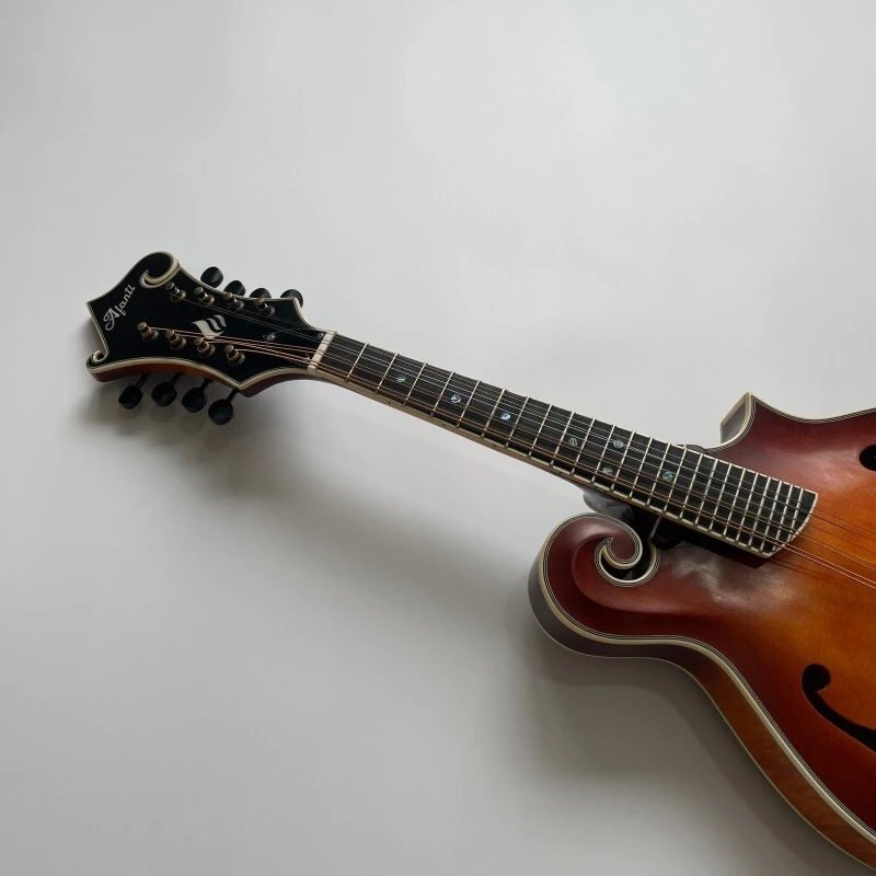 Mandolina sólida de arce flameado grado AA con acabado sunburst F, fabricada a mano por Afanti