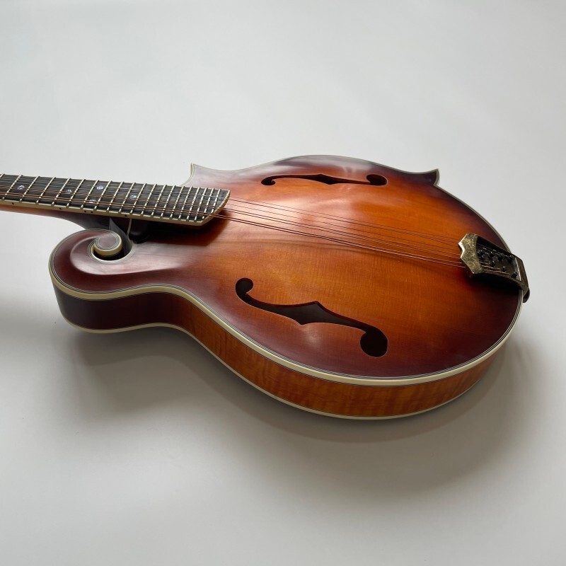 Mandolina sólida de arce flameado grado AA con acabado sunburst F, fabricada a mano por Afanti