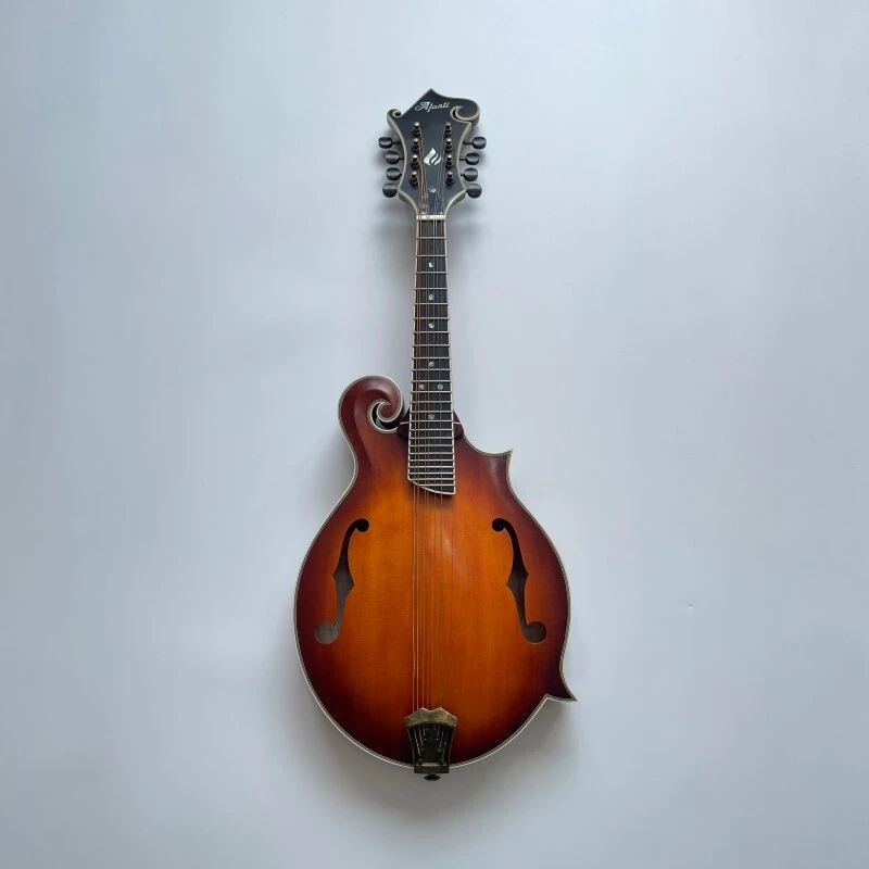 Mandolina sólida de arce flameado grado AA con acabado sunburst F, fabricada a mano por Afanti