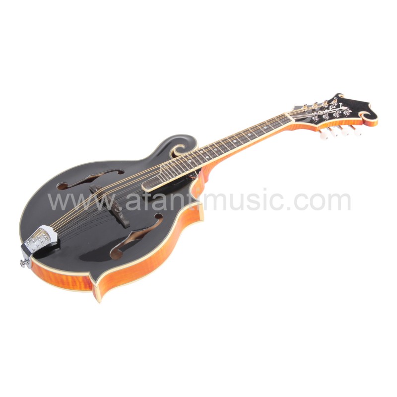 Guitarra Mandolina Afanti Abeto Macizo Tallado Tapa Negra Arce Sólido Flameado F
