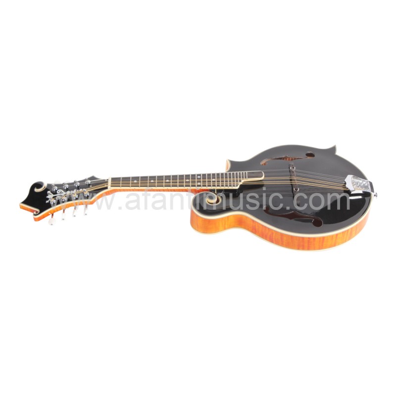 Guitarra Mandolina Afanti Abeto Macizo Tallado Tapa Negra Arce Sólido Flameado F