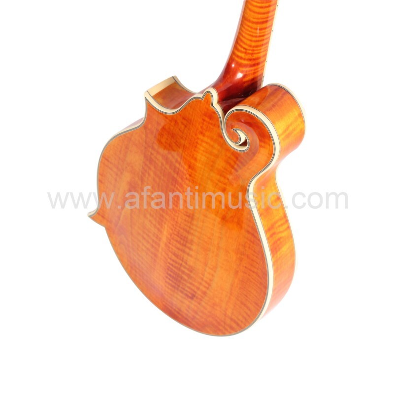 Guitarra Mandolina Afanti Abeto Macizo Tallado Tapa Negra Arce Sólido Flameado F