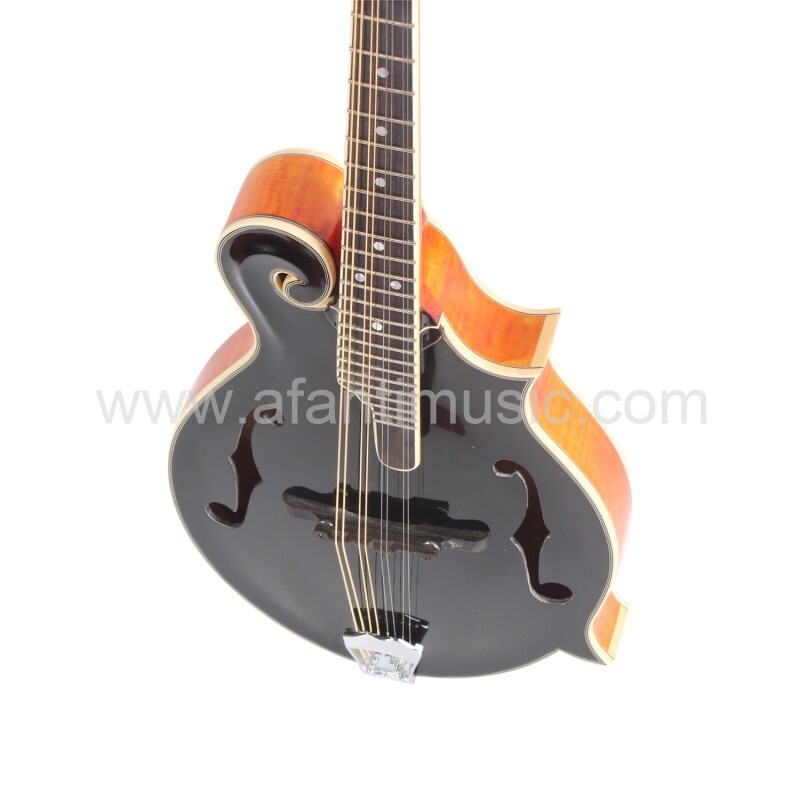 Guitarra Mandolina Afanti Abeto Macizo Tallado Tapa Negra Arce Sólido Flameado F