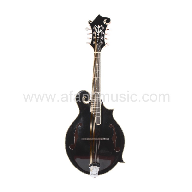 Guitarra Mandolina Afanti Abeto Macizo Tallado Tapa Negra Arce Sólido Flameado F