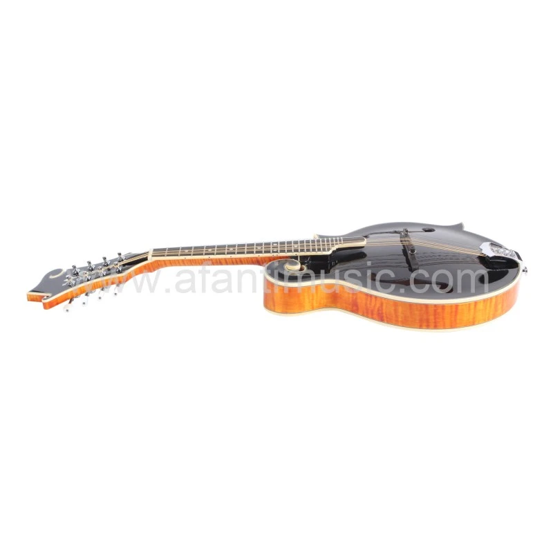 Guitarra Mandolina Afanti Abeto Macizo Tallado Tapa Negra Arce Sólido Flameado F