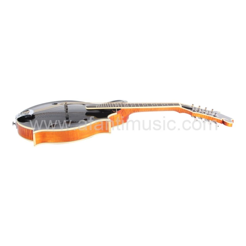 Guitarra Mandolina Afanti Abeto Macizo Tallado Tapa Negra Arce Sólido Flameado F