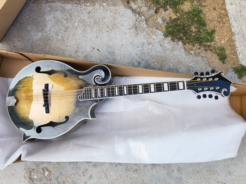 Afanti mandolina de octava tallada a mano con tapa de abeto sólido y acabado brillante