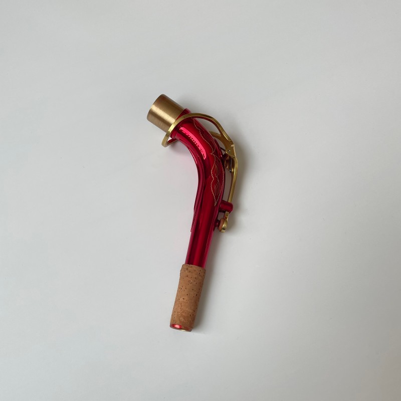 Saxofón Alto Laca Oro Rojo con Cuerpo de Latón Instrumento Profesional de Saxo Alto