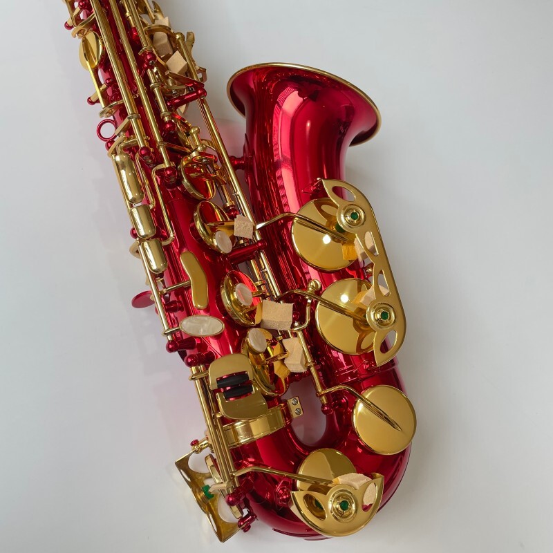 Saxofón Alto Rojo Profesional General Grade Be Key con Material de Latón
