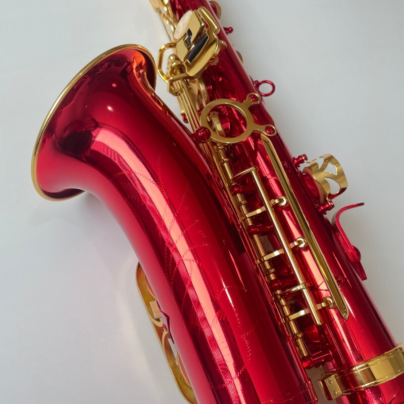 Saxofón Alto Rojo Profesional General Grade Be Key con Material de Latón