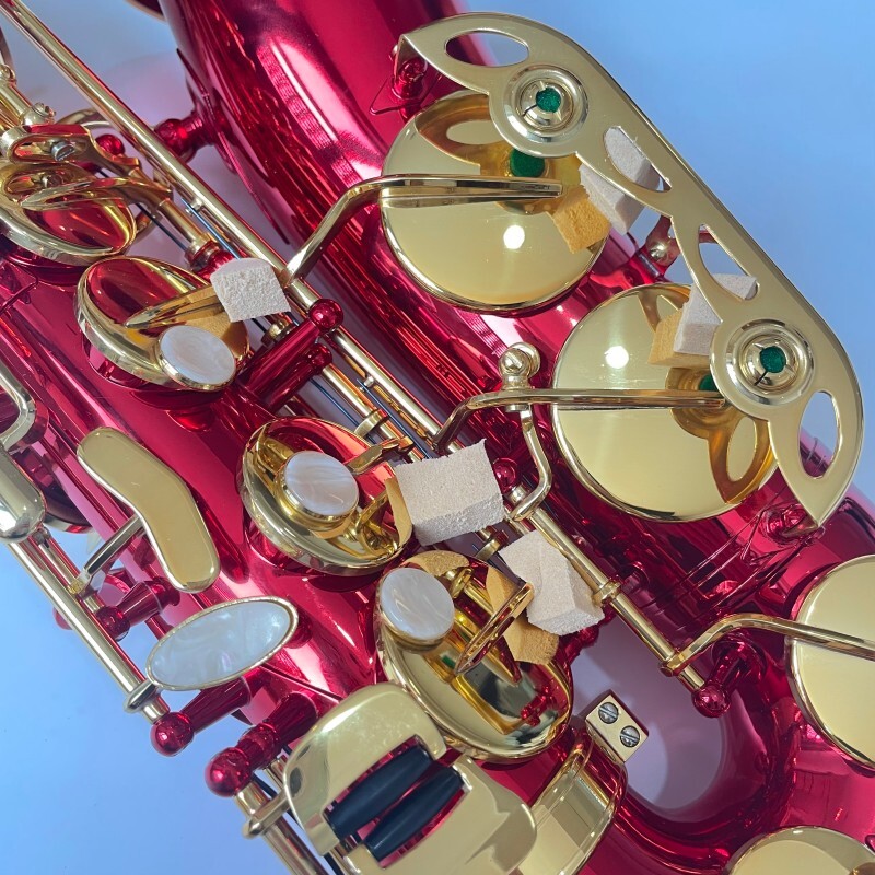 Saxofón Alto Rojo Profesional General Grade Be Key con Material de Latón