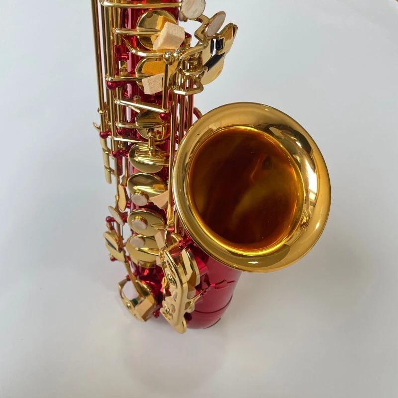 Saxofón Alto Rojo Profesional General Grade Be Key con Material de Latón