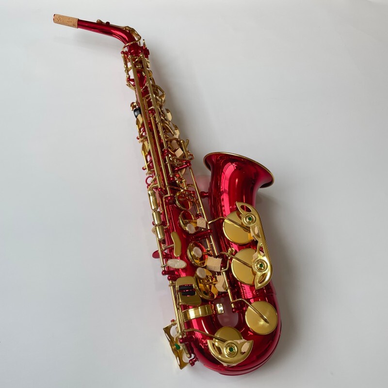 Saxofón Alto Rojo Profesional General Grade Be Key con Material de Latón