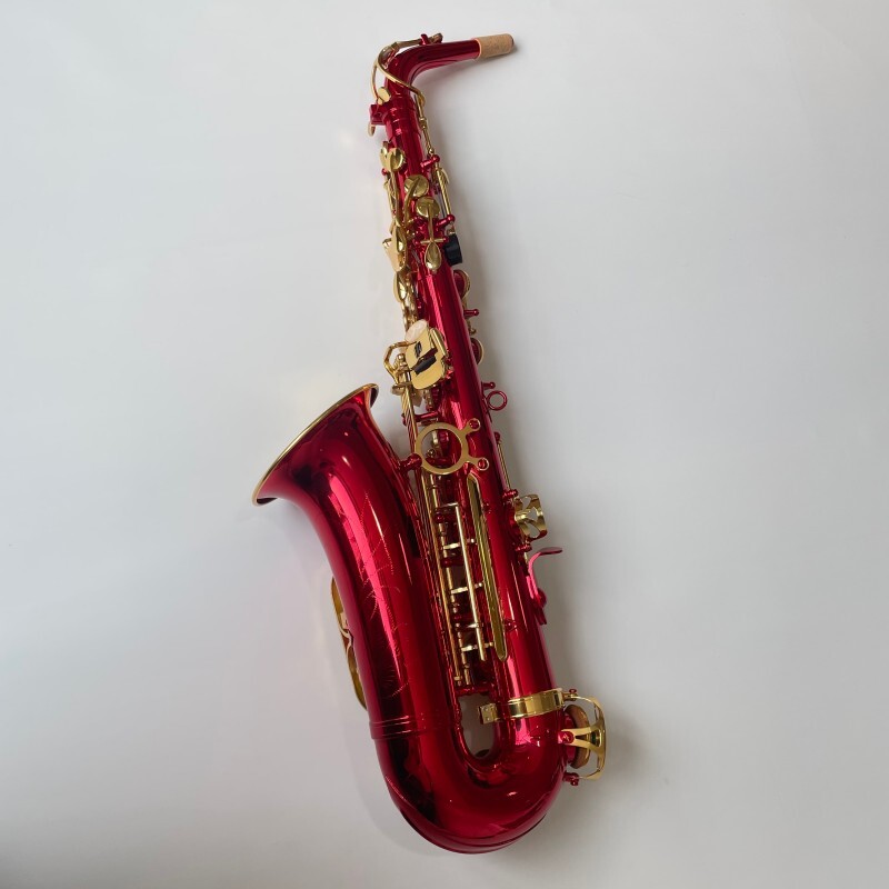 Saxofón Alto Rojo Profesional General Grade Be Key con Material de Latón