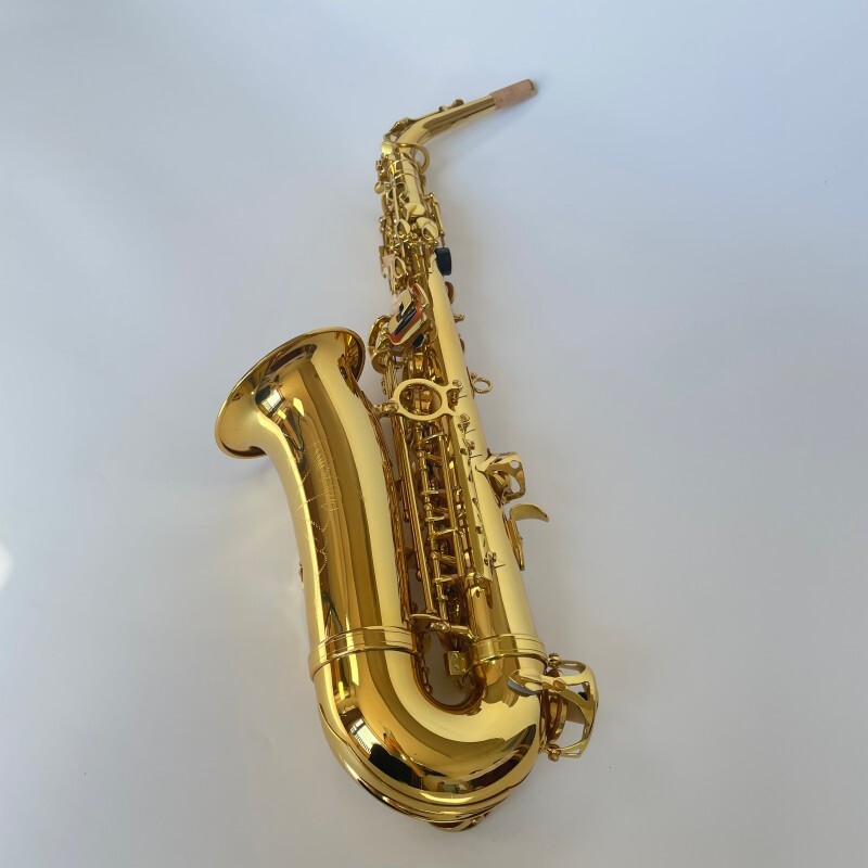 Saxofón Alto Color Oro Clave Mib Saxofón Latón Acabado Lacado