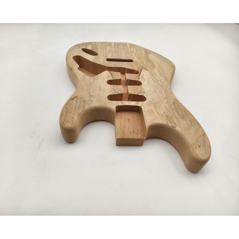 Cuerpo de guitarra Afanti SSS de caoba con chapa de arce spalted sin terminar