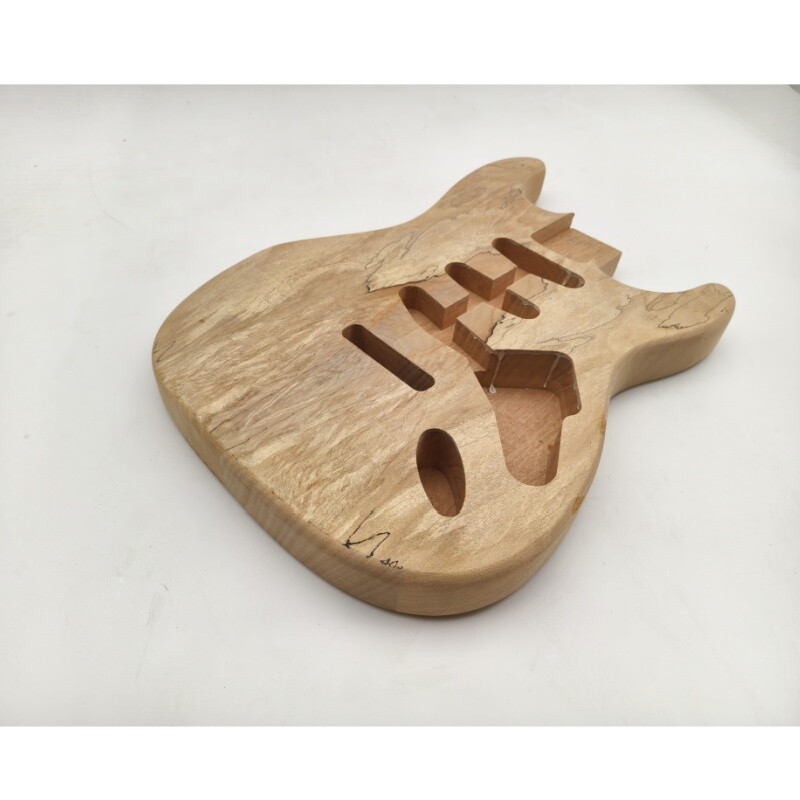 Cuerpo de guitarra Afanti SSS de caoba con chapa de arce spalted sin terminar