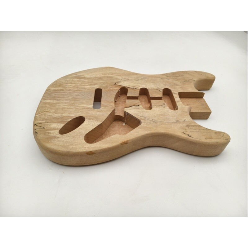 Cuerpo de guitarra Afanti SSS de caoba con chapa de arce spalted sin terminar