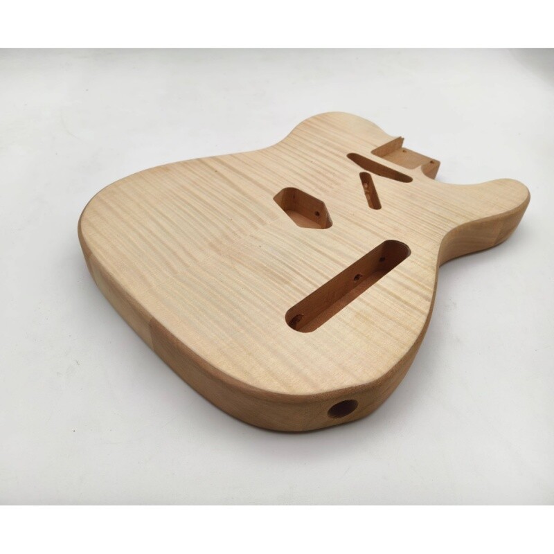 Cuerpo de guitarra TL de madera de caoba sin terminar Afanti con chapa de arce flameado