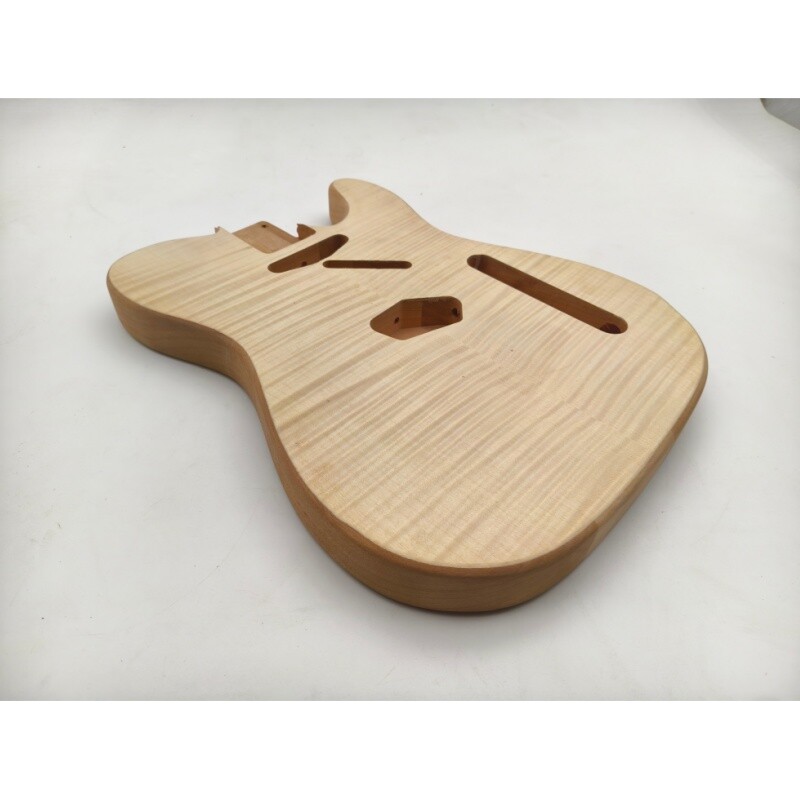 Cuerpo de guitarra TL de madera de caoba sin terminar Afanti con chapa de arce flameado
