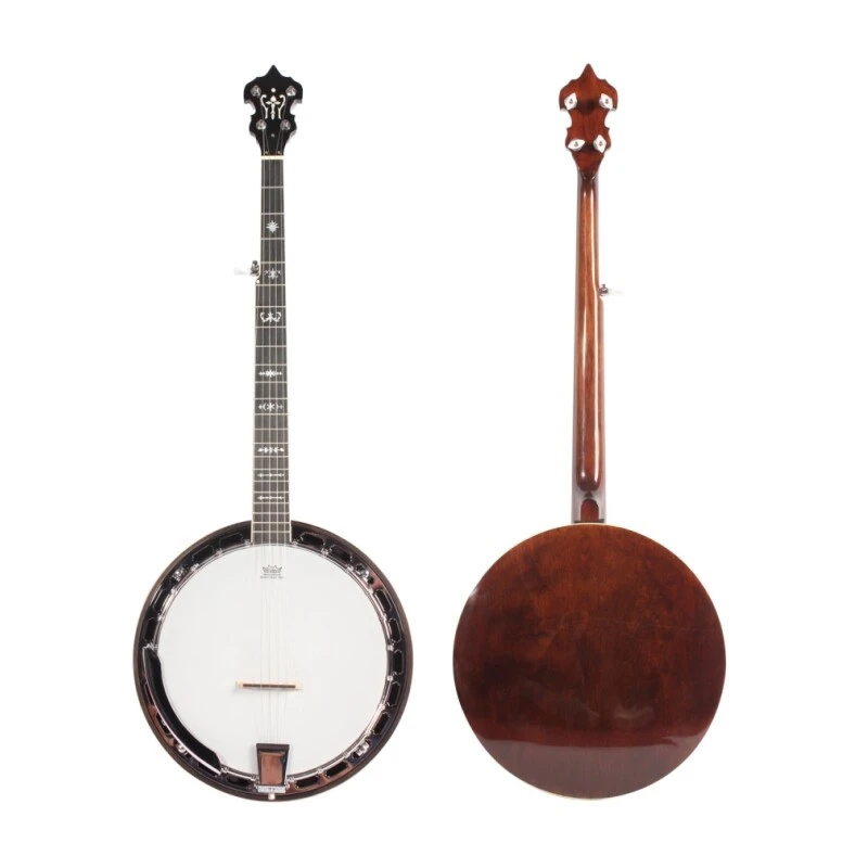 Parche de tambor Afanti Remo con aro resonador de caoba y brida cromada para banjo de 5 cuerdas