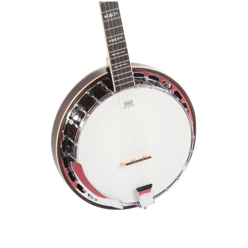 Parche de tambor Afanti Remo con aro resonador de caoba y brida cromada para banjo de 5 cuerdas