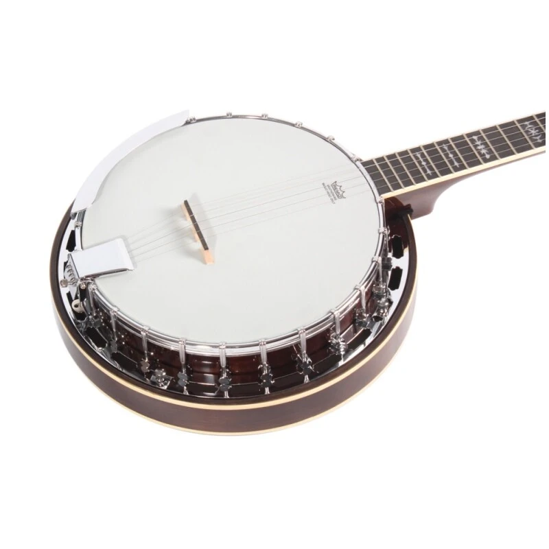 Parche de tambor Afanti Remo con aro resonador de caoba y brida cromada para banjo de 5 cuerdas