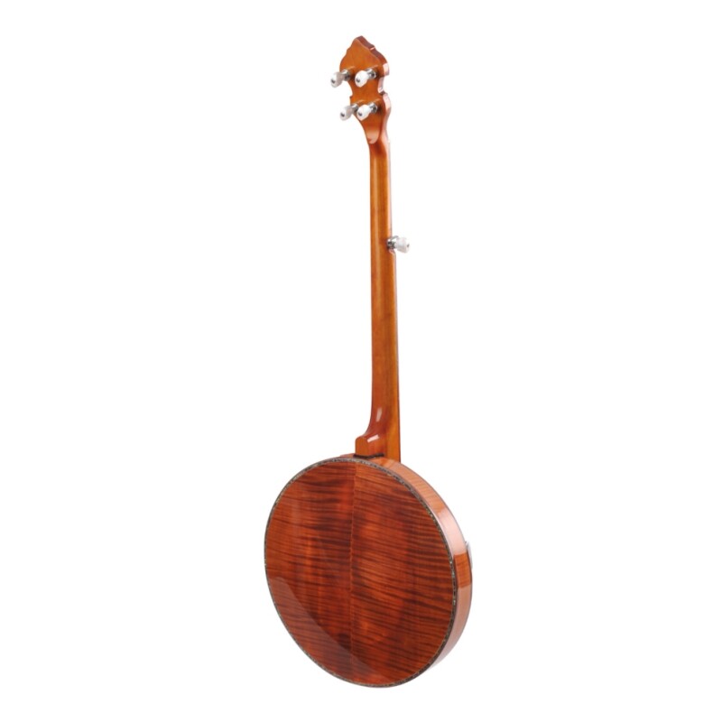 Afanti Banjo de 5 cuerdas con resonador de arce flambeado en tono bronce