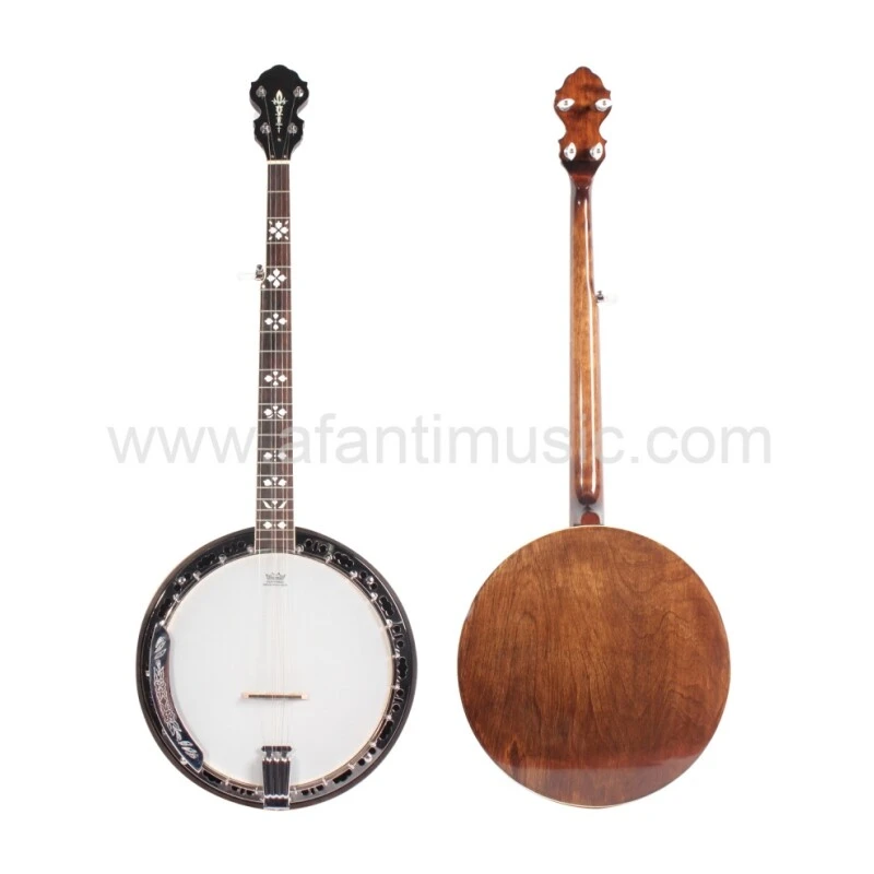 Banjo de 5 cuerdas con aro resonador de caoba en tono bronce Afanti