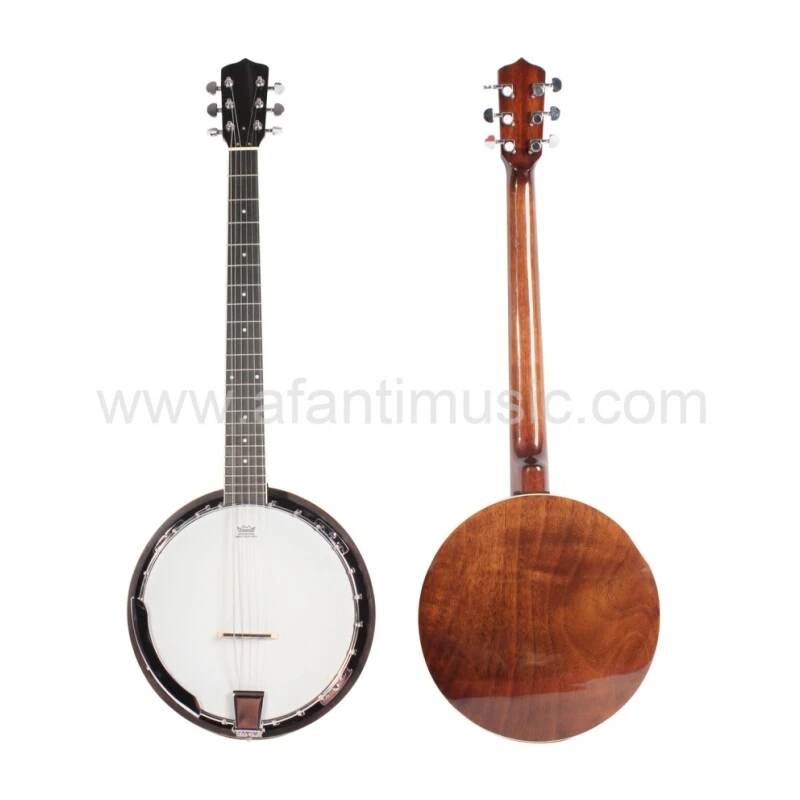 Parche de tambor Afanti Remo, resonador y aro de caoba, diapasón de palisandro, banjo de 6 cuerdas